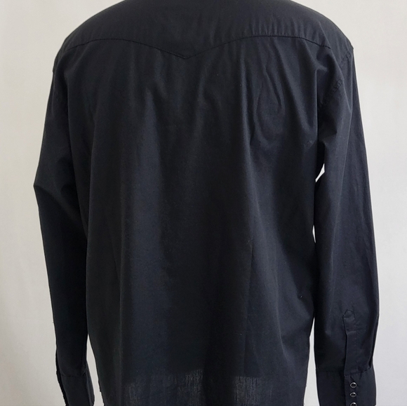 Wrangler Long Sleeve Pearl Snap Collared Shirt Mens Sz Lg  Cowboy Western Black - Picture 2 of 7